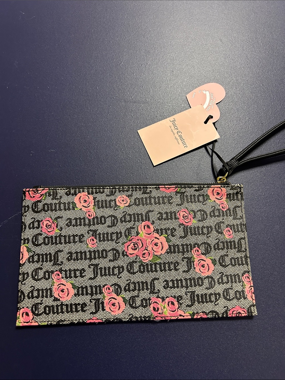 Juicy Couture Pink Rose Logo clutch Pouch with Gold Plaque image 2
